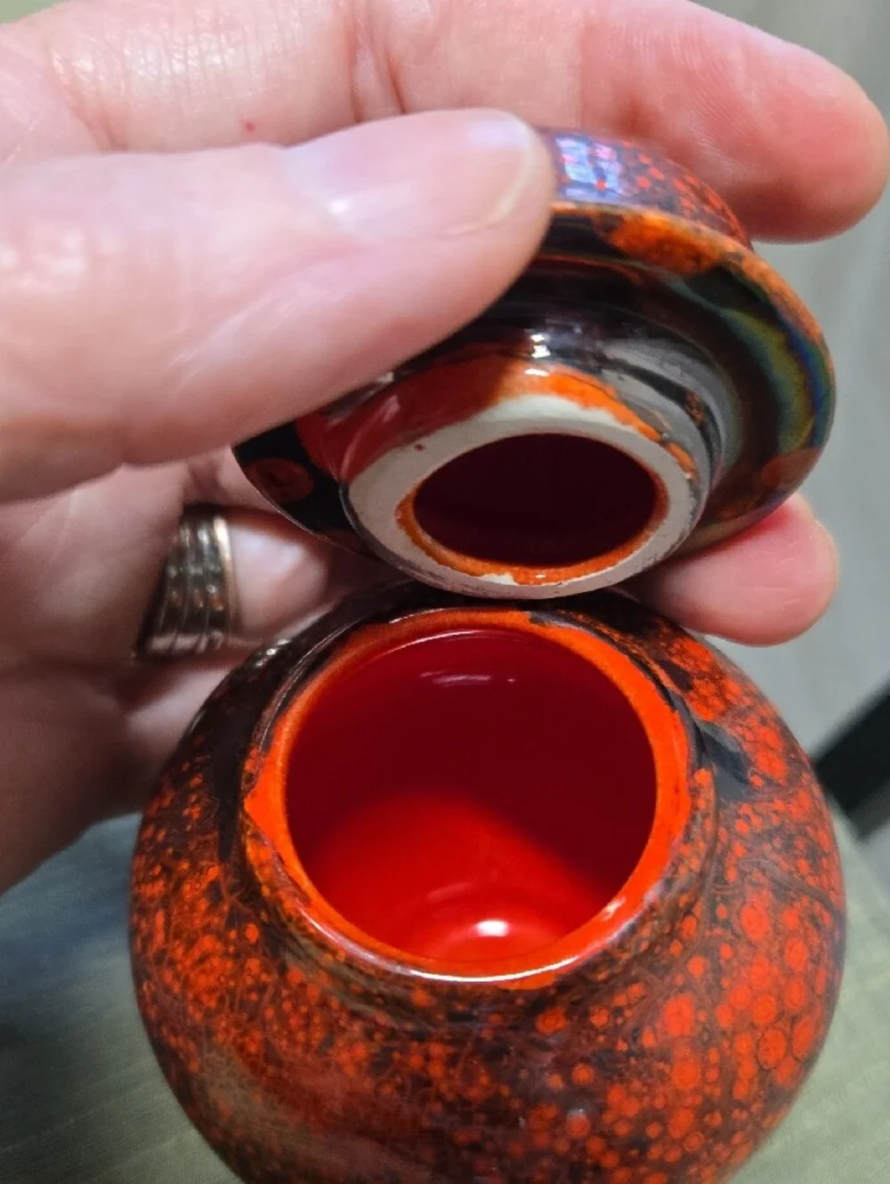 Red Speckled Decorative Ginger Jar